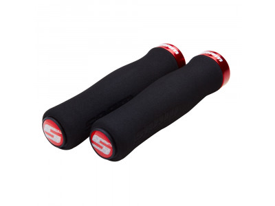 SRAM Locking gripy tvarované penové, čierna/červená