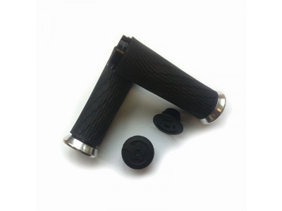 Locking gripy pre Grip Shift Integrated 85mm so striebornou objímkou a s koncovkou riadítok