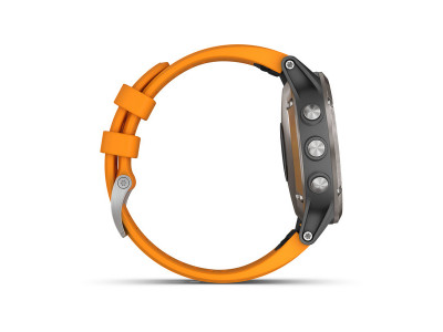 Garmin fénix 5 Plus Szafirowy, tytanowy, pomarańczowy pasek