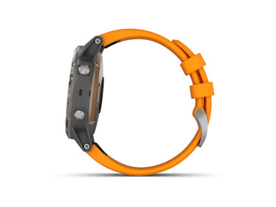Garmin fénix 5 Plus Szafirowy, tytanowy, pomarańczowy pasek