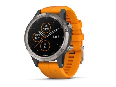 Garmin fénix 5 Plus Szafirowy, tytanowy, pomarańczowy pasek