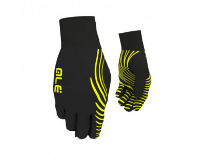 Jesienne rękawiczki rowerowe ALÉ Spirale Underglove w kolorze czarnym/fluo-żółtym