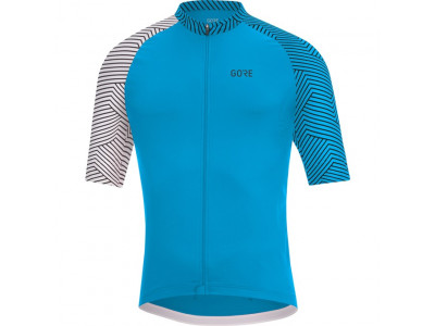 Koszulka rowerowa GOREWEAR C5 Optiline Jersey dynamiczna cyjan/biała