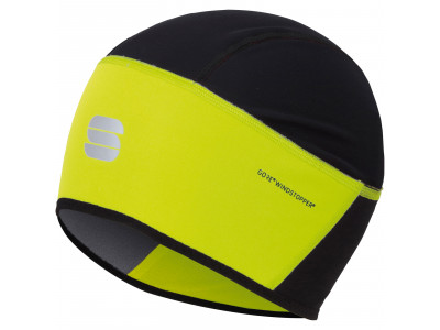 Șapcă Sportful Windstopper sub cască galben fluo/negru