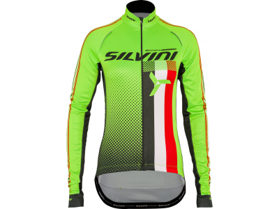 Ocieplana damska koszulka rowerowa SILVINI Team w kolorze zielonym