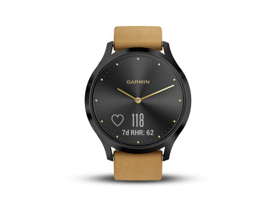 Garmin vívomove HR, Premium, Onyx Black – Tan Suede