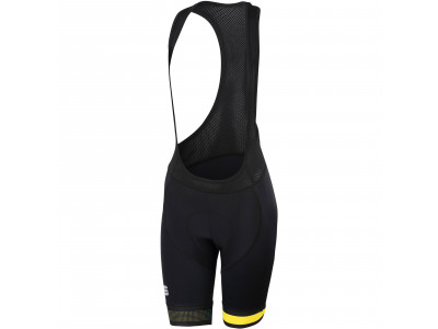 Damskie spodenki Sportful Bodyfit Pro z szelkami w kolorze czarno-jasnożółtym