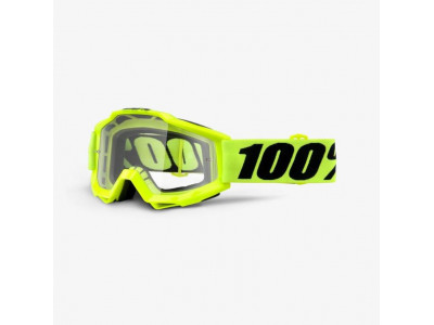 Ochelari 100% ACCURA Enduro MX galben fluo, lentile duble