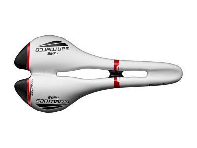 Selle San Marco Aspid Open-Fit Racing Narrow saddle white/black/red