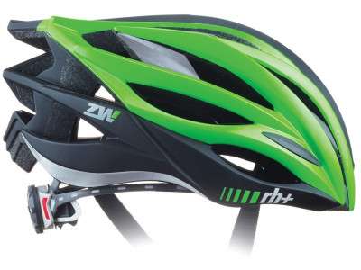 rh+ ZW Helm, mattschwarz/glänzend grün fluo/Brücke matt dunkelsilber