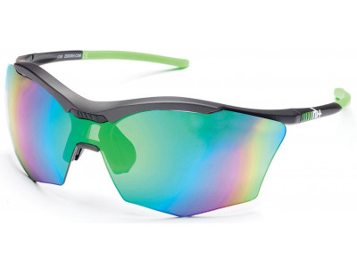 rh+ Ultra Stylus Brille, dunkelgrau/neongrün, grünes Blitzgrün/Violett + orangefarbene Linse