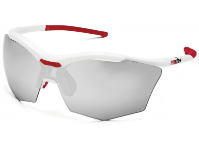 rh+ Ultra Stylus Brille, weiß/rot, variagraue Linse