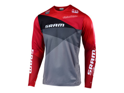 Koszulka rowerowa sprinterska Troy Lee Designs SRAM Jet Grey/Czerwona