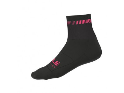 ALÉ LOGO Q-SKIN SOCKS cyklistické ponožky čierne/ fluo ružové