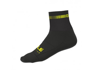 ALÉ LOGO Q-SKIN SOCKS cyklistické ponožky čierne/ fluo žlté