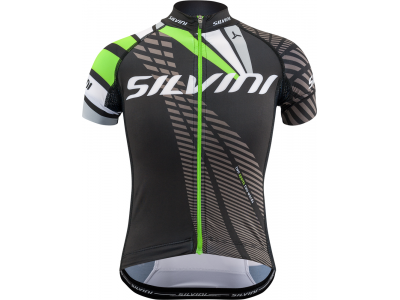 Koszulka rowerowa dziecięca SILVINI Team, czarno-zielona 