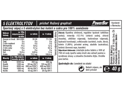 PowerBar 5 Elektrolity 10 tabletek, różowy grejpfrut