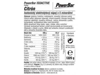 PowerBar IsoActive - izotonický športový nápoj 1320g citrón