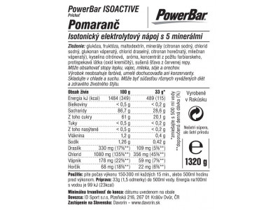 PowerBar IsoActive - izotonický sportovní nápoj 1320g pomeranč