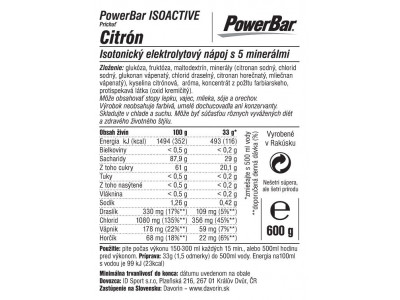 PowerBar IsoActive - băutură izotonică pentru sport 600g lămâie