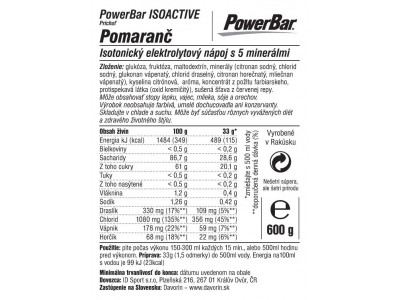 PowerBar IsoActive - băutură izotonică pentru sport 600g portocale