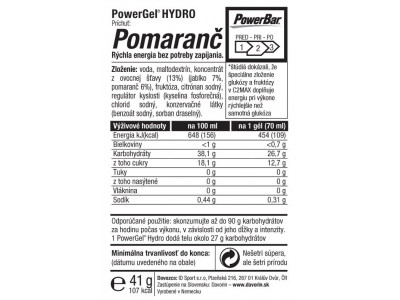 PowerBar PowerGel Hydro narancs 67ml