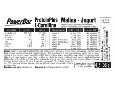 PowerBar ProteinPlus L-kanalasnitin rúd, 35g, málna + joghurt