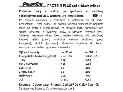 PowerBar ProteinPlus Čokoládové Mlieko 500ml
