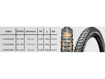 Continental Mountain King II 27.5x2.30" Performance tire, wire bead