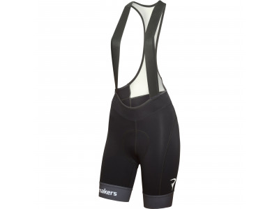 Pinarello Damen-Shorts mit Hosenträgern COSMO T-Schriftzug schwarz/weiß