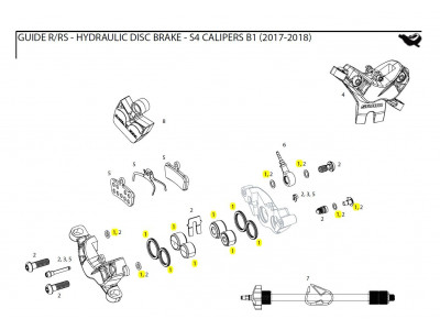 SRAM Disc brake caliper Piston Kit (includes 2-16mm &amp; 2-14mm caliper pistons, seals &amp; orings) - Guide, G2