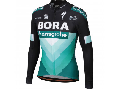 Sportful koszulka rowerowa BODYFIT THERMAL z długim rękawem Bora-hansgrohe czarna/Bora zielona