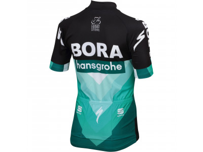 Koszulka rowerowa dziecięca Sportful Bora-hansgrohe czarna/Bora zielonym  