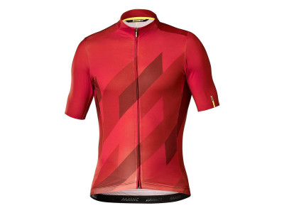 Męska koszulka rowerowa Mavic Cosmic Mosaic z krótkim rękawem, czerwona dalia 2019