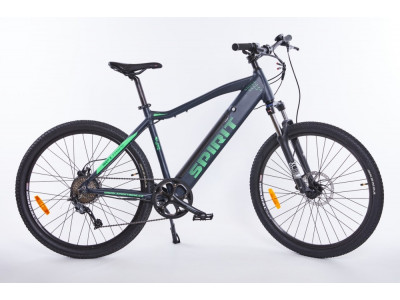Spirit MTB II 27.5 elektromos kerékpár fekete/zöld, integrált akkumulátorral. 17 Ah