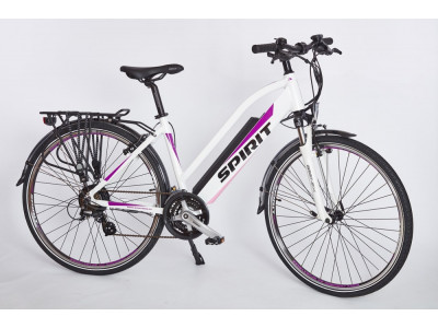 Bicicletă electrică Spirit JOYCE 28&amp;quot; albă, baterie integrată 17Ah