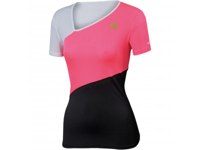 Damska koszulka Karpos CIMA UNDICI w kolorze różowym fluo/czarno-białym