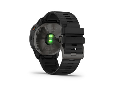 Garmin fénix 6X Pro Solar, DLC Titanium Carbon Grey, sportowy zegarek z czarnym paskiem