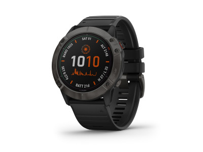 Garmin fénix 6X Pro Solar, DLC Titanium Carbon Grey, sportowy zegarek z czarnym paskiem