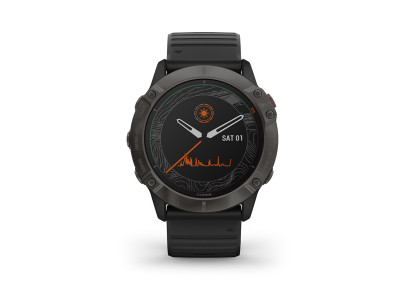 Garmin fénix 6X Pro Solar, Titanium Carbon Gray DLC, Black band sportovní hodinky