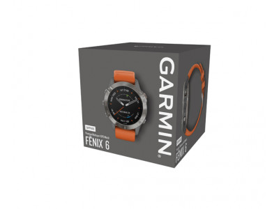 Zegarek sportowy Garmin fénix 6 Szafirowy, tytanowy i z pomarańczowym paskiem