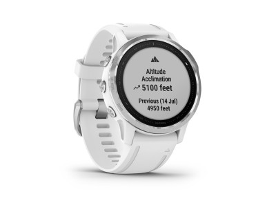 Garmin fénix 6S, silver zegarek sportowy z białym paskiem