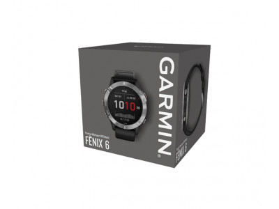 Garmin fénix 6 Srebrny zegarek sportowy z czarnym paskiem