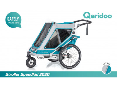 Qeridoo Fahrradanhänger für Kinder Speedkid2 – Petrolblau