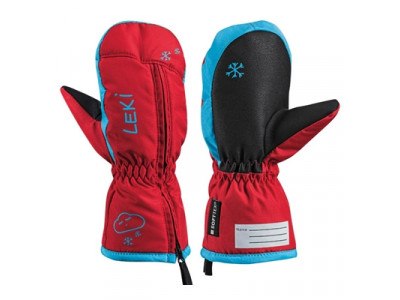 Leki Little Snow Mitt, red-cyan, children&#39;s red downhill gloves