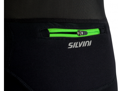 Męskie spodnie rowerowe SILVINI Movenza czarno-zielone z szelkami