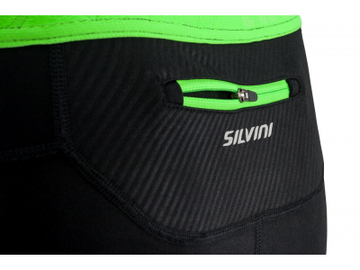 Męskie spodnie rowerowe SILVINI Rubenza czarno/zielone, bez pasków