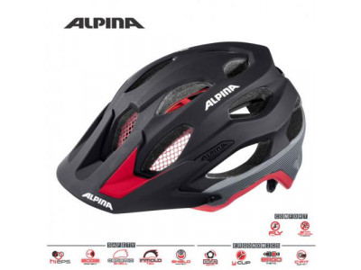ALPINA Cyklistická prilba Carapax čierno-červeno-tmavostrieborná