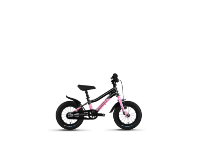 GHOST POWERKID 12 detský bicykel, Metallic Black/Pearl Pink Gloss