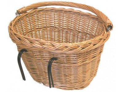 Basil DENVER rattan bicycle basket with hooks for handlebars or carrier